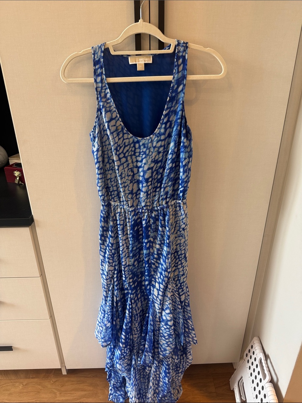 Michael Kors Blue White Printed Maxi Dress